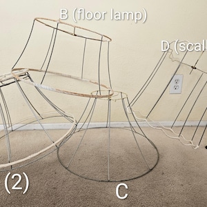 Vintage lampshade frames, Large DIY metal shade frames