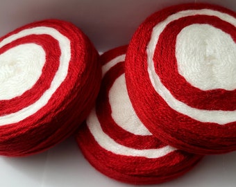 Peppermint yarn cake, Red and White Yarn, 2 in 1,  Arts and Craft