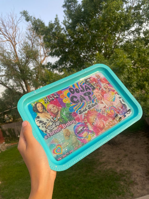 Doja Cat Rolling Tray | 70s Colorful Doja Cat Tobacco Tray