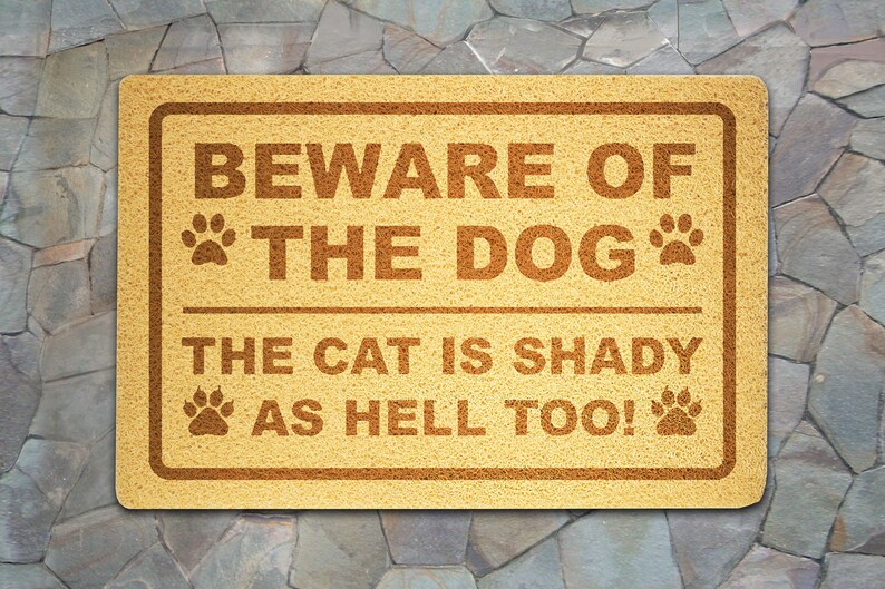 Door Mat Beware of The Dog and Cat Doormat Original Etsy