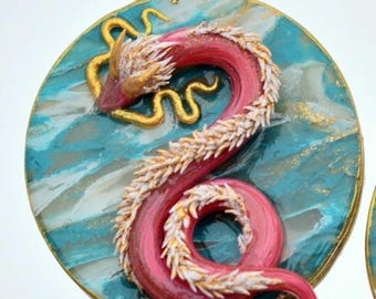 Spring Sky Dragon Pendant – Fantasy Polymer Clay Necklace, Handmade Whimsical Dragon Jewelry, Enchanting Mythical Dragon Gift