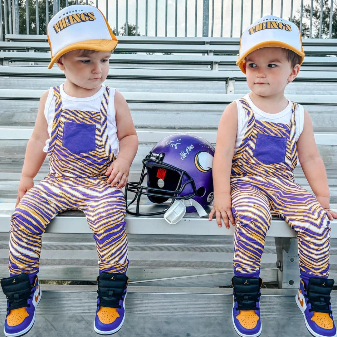 Minnesota Vikings Football Baby Overalls | Bamboo Kids Coveralls