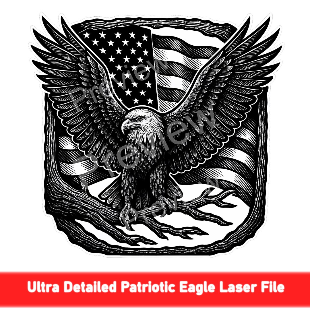 Patriotic Bald Eagle SVG & PNG | USA Flag Laser Cut - Engrave File ...