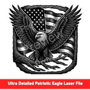 Patriotic Bald Eagle SVG & PNG | USA Flag Laser Cut - Engrave File, Instant Download 3D Illusion Design