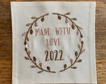 Étiquette de courtepointe - « Made with Love » 2022