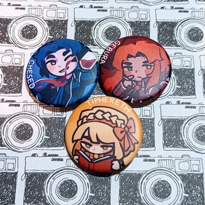 Matte Pinback Button / Fridge Magnet Set - (Not So) Tiny Briah (Tiphereth, Gebura, Chesed)