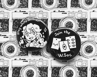 Pinback Button / Fridge Magnet Set - White Society (Hello Charlotte)