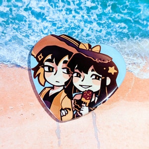 Heart Pinback Button - Honey & Chocolate (Binah, Zena)