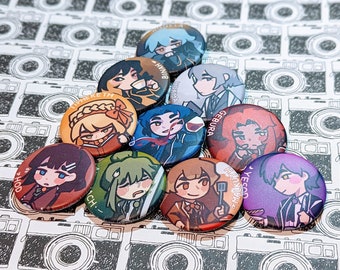 Matte Pinback Button / Fridge Magnet Set - (Not So) Tiny Librarians (Library of Ruina)