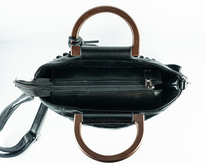 Black Studded Satchel Purse