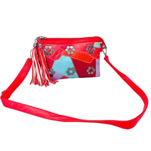Gothic Small Red Leather Studded Shoulder Purse