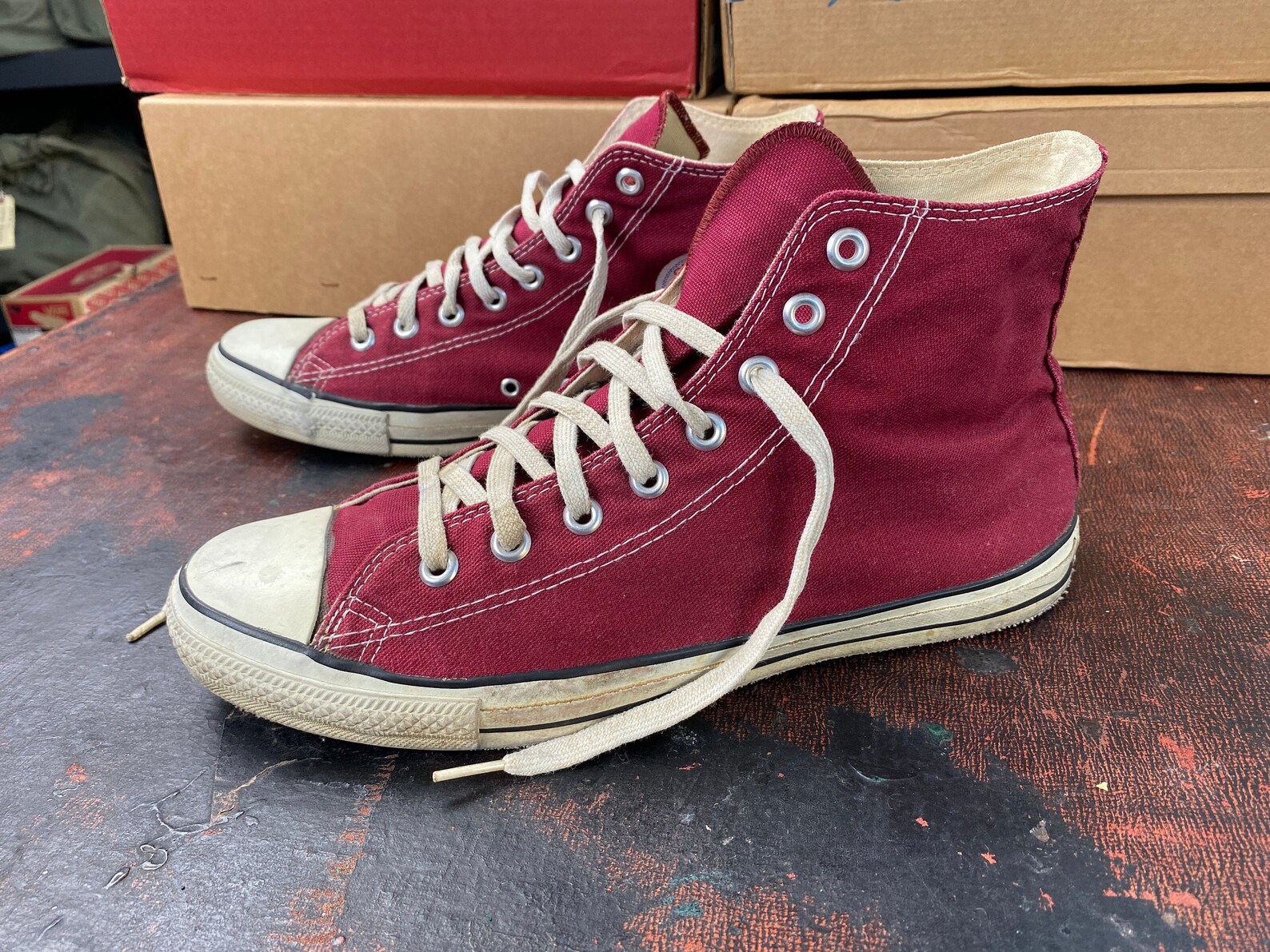 1990s CONVERSE Chuck Taylor sz 10.5 Crimson Red Made in | Etsy