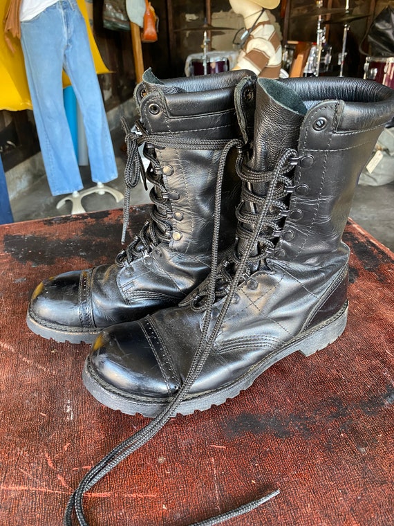 black leather field boots