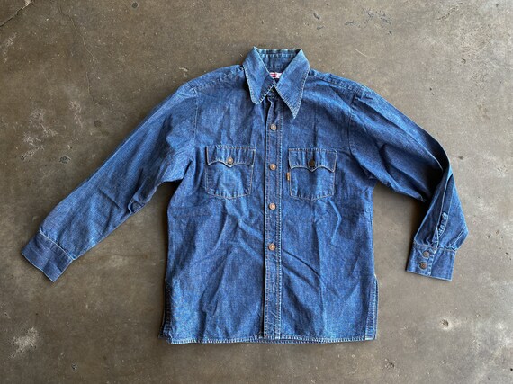 1970s Levis Chambray Shirt-Jac, sz Medium - Denim