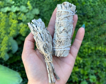 Ethically Sourced Reiki Charged Sage Torches & Bundles. For Cleansing, Spiritual Practices, Meditation, Wicca. 4-inch wrapped white sage