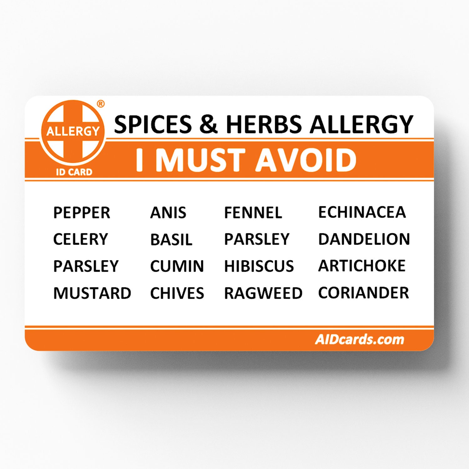 Allergy Id Card