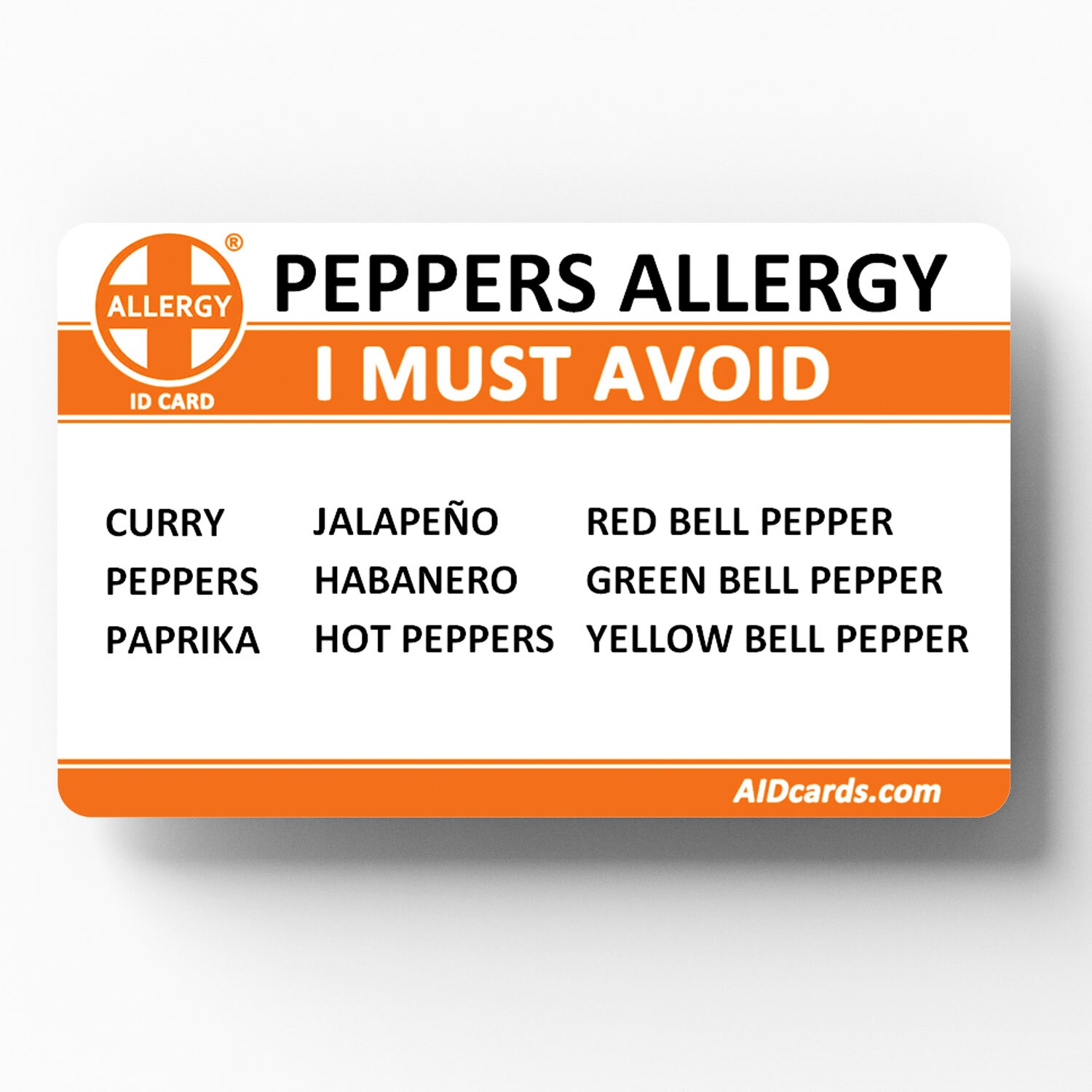 Peppers Allergy Allergy ID Card Etsy