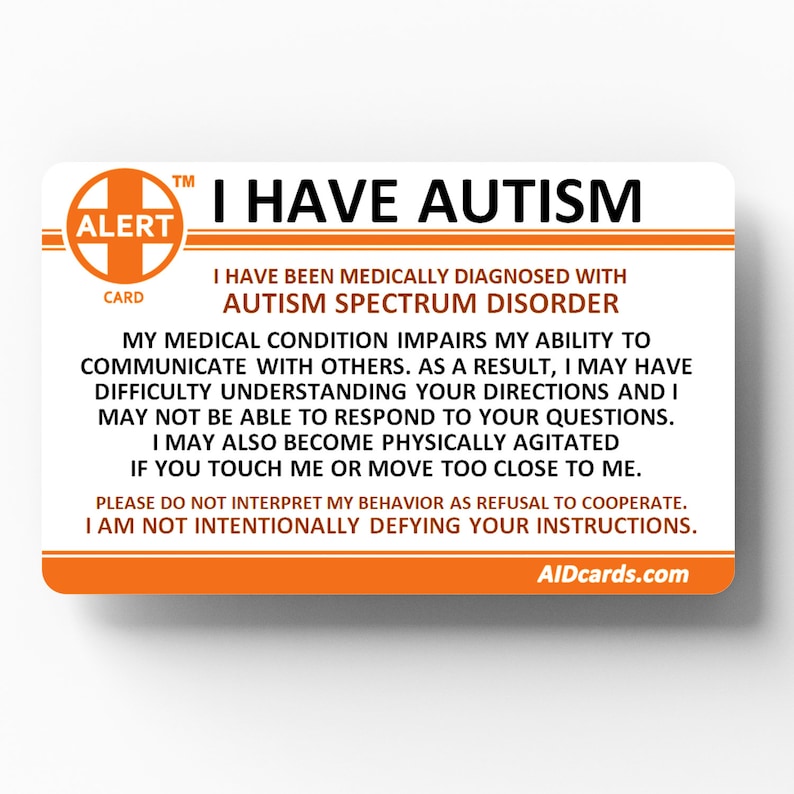 Autism Awareness Alert Card Etsy