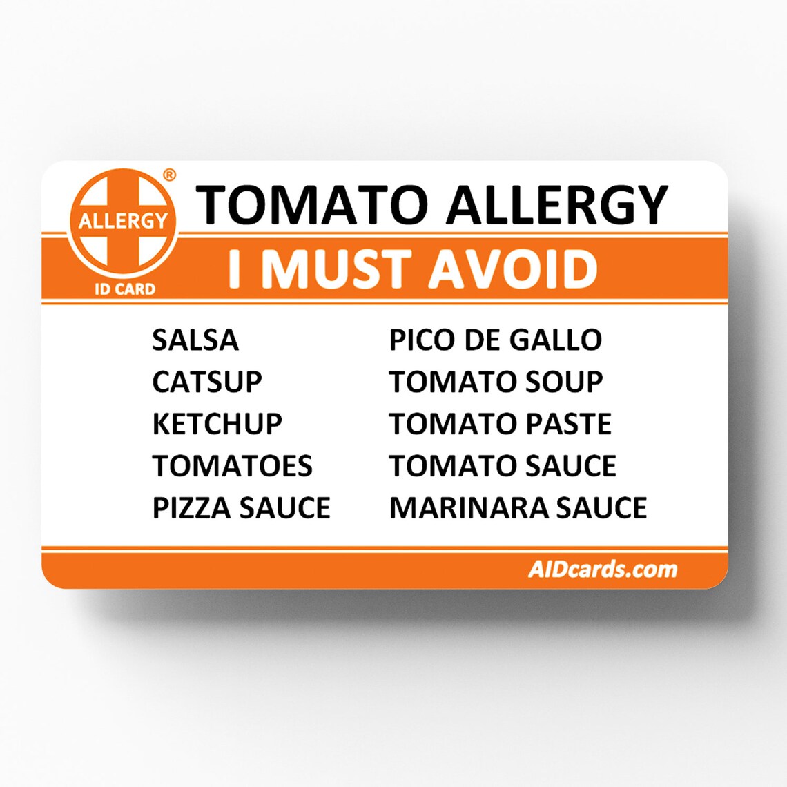 Tomato Allergy Allergy ID Card Etsy