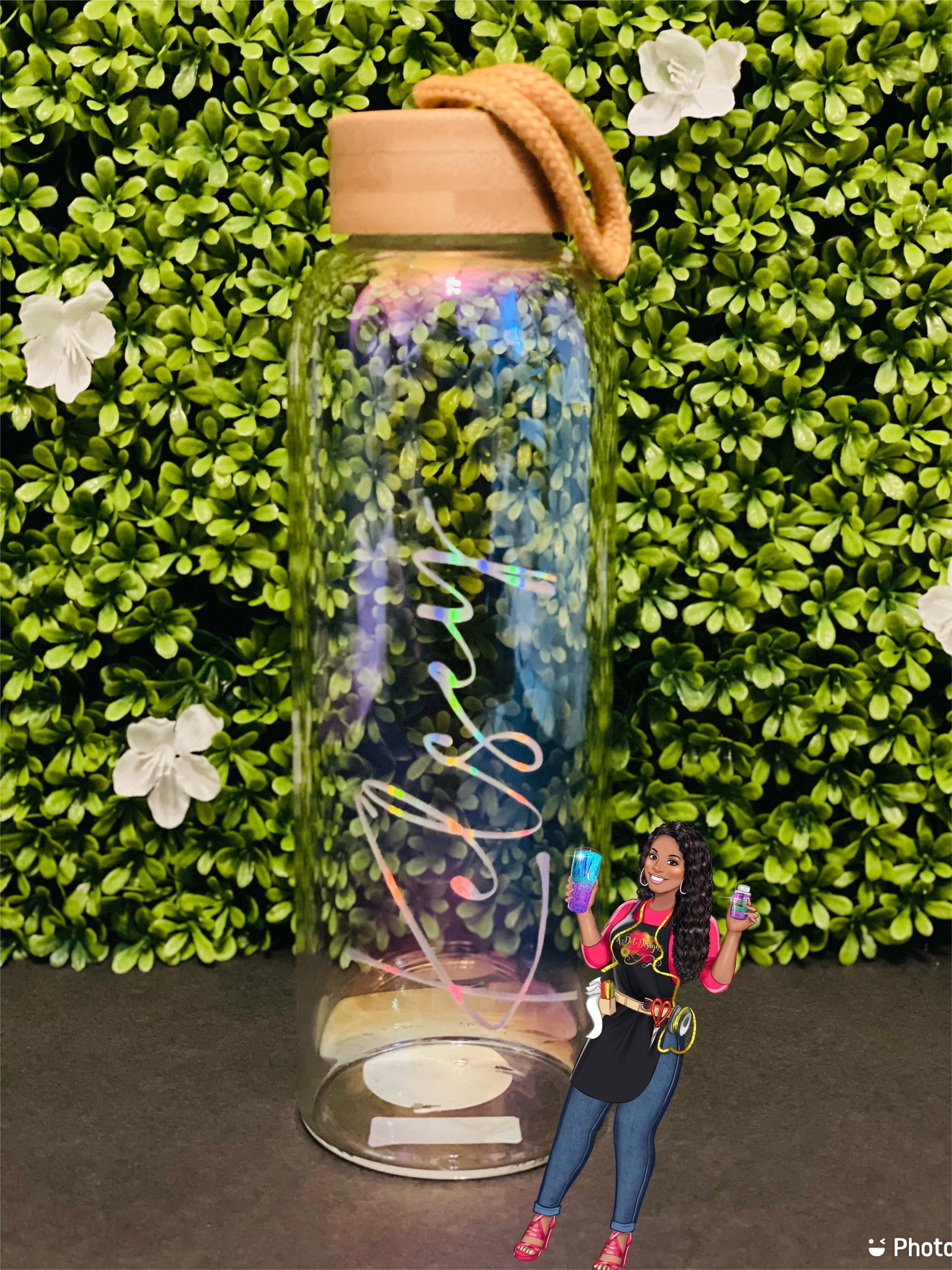 Matte or Iridescent Glass Water Bottles Custom Water Bottle Etsy