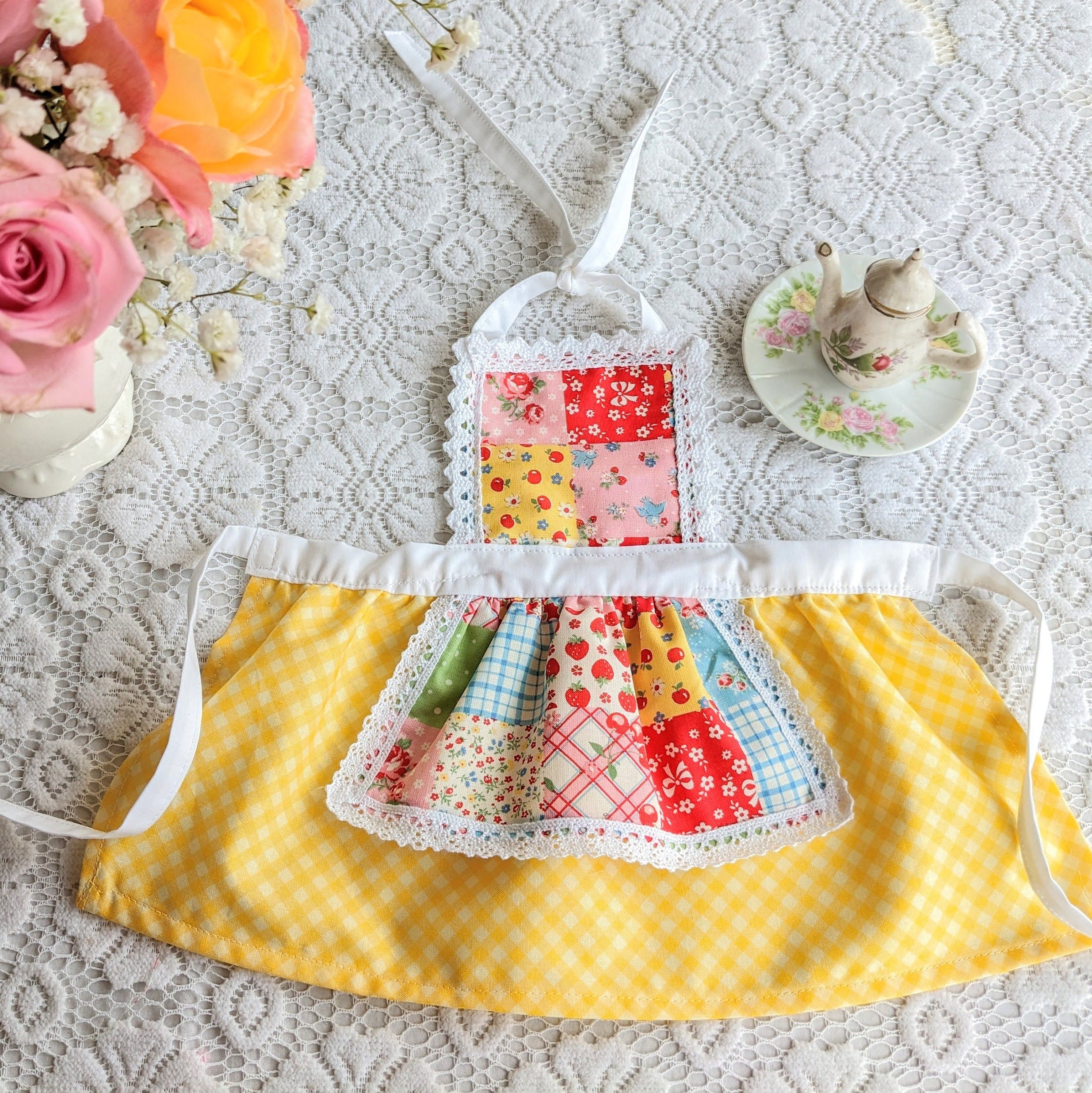 Girls Patchwork Apron American Girl Apron Mommy and Me Girl Etsy
