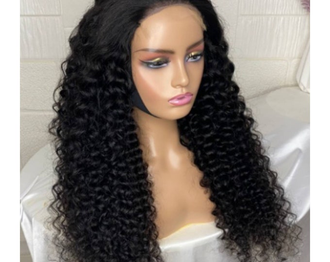 ON SALE!!!! Best quality deep wave virgin human hair wigs 5x5 lace closure wig.  Natural Color