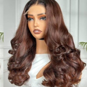 Luxurious brown bodywave lace closure wig. 100% Premium human hair quality. 18inches