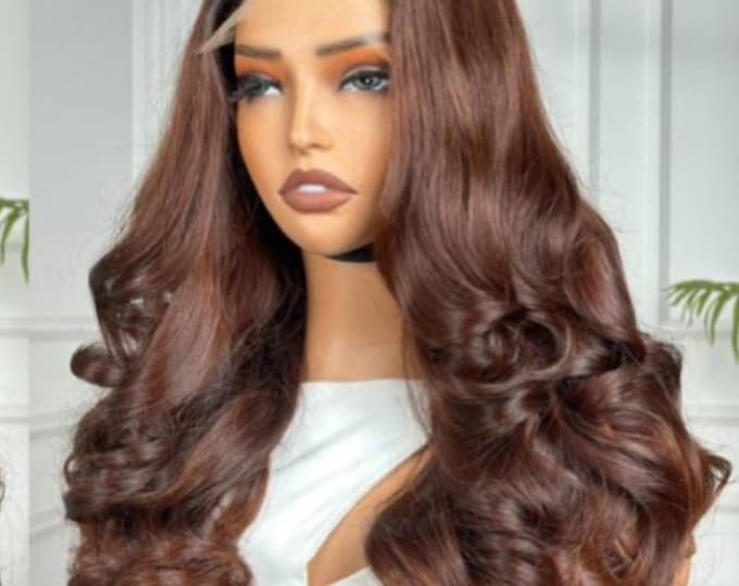 Luxurious brown bodywave lace closure wig. 100% Premium human hair quality. 18inches