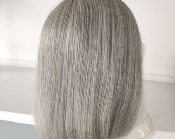 Pre order Human hair Wig light silver grey color Real Human Hair Wig