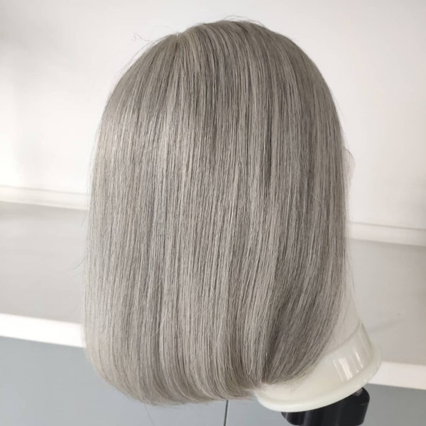 Pre order Human hair Wig light silver grey color Real Human Hair Wig