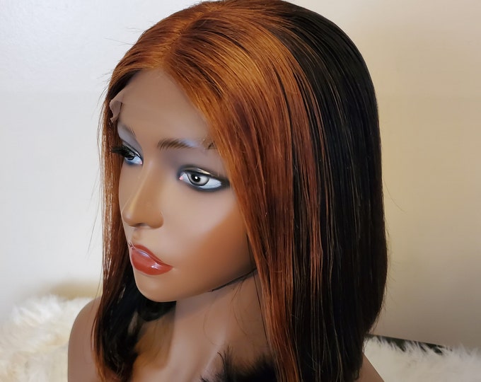 short Bob human hair lace closure wigs with adjustable straps