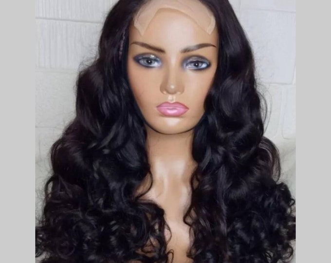 Raw Cambodian human hair customized closure loose wave wig 24”