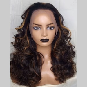 Virgin human hair Lace frontal bouncy curly wig