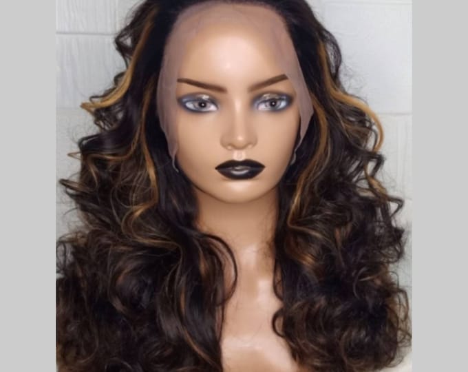 Virgin human hair Lace frontal bouncy curly wig