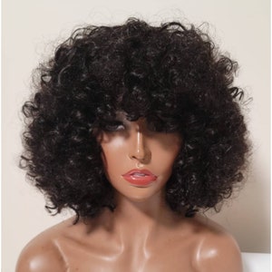 Afro Curly Wig Bangs Etsy Canada