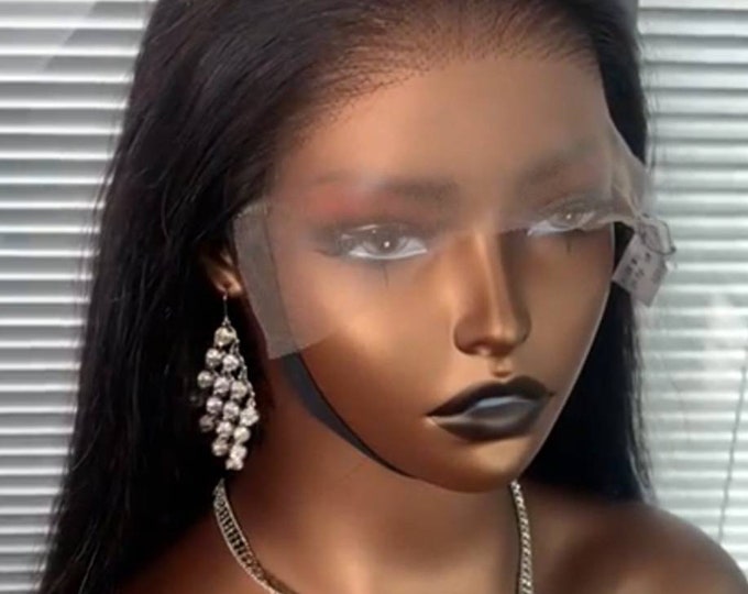 Hot selling human hair lace front wig natural black no parting