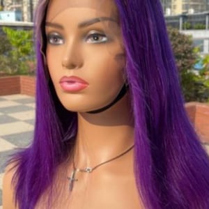 Best quality Brazilian purple Human Hair 13X6 lace frontal Bob Wig. Available in 12inches and 14inches 180 percent density