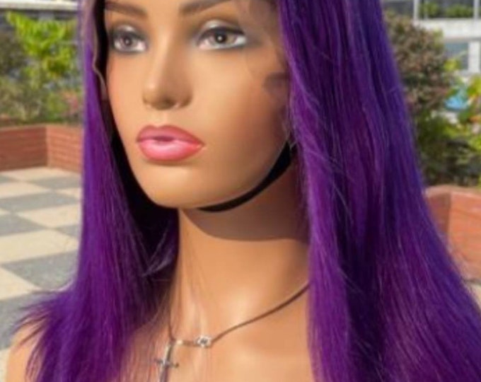 Best quality Brazilian purple Human Hair 13X6 lace frontal Bob Wig. Available in 12inches and 14inches 180 percent density
