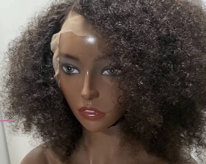 customize kinky curl frontal wig 12''
