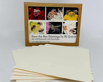 Honey Bee Stationery Post Cards, Box set of 6 different images