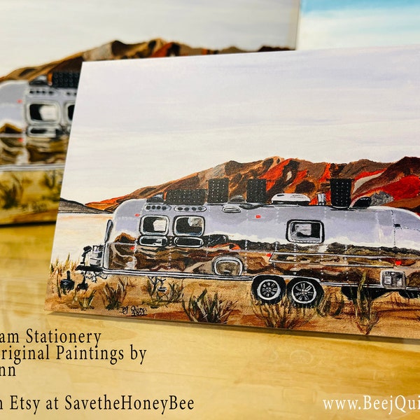 Airstream Stationery Folded Note Cards with envelopes, Box set of 5 different images