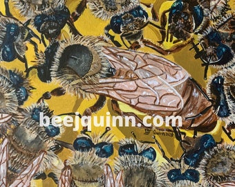 Honey Bee Signed Original Fine Art Painting, titled,  "Queen Honey Bee" on archival stretched canvas