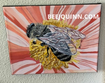 Honey Bee Signed Original Fine Art Painting, titled, "Pop Art Honey Bee" on archival stretched canvas