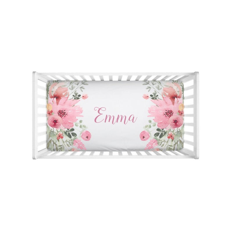 Girl Shower Gift Blush Custom Crib Sheets Floral Crib Sheets Baby Girl Gift Pink Crib Sheets Baby New Mom Gift Blush Nursery Decor