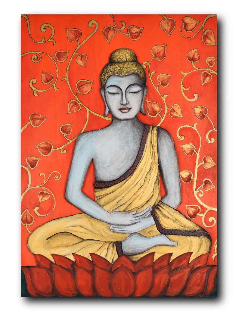 Unique Buddha Wood Art Hand Made Original Large Buddha Painting Buddha