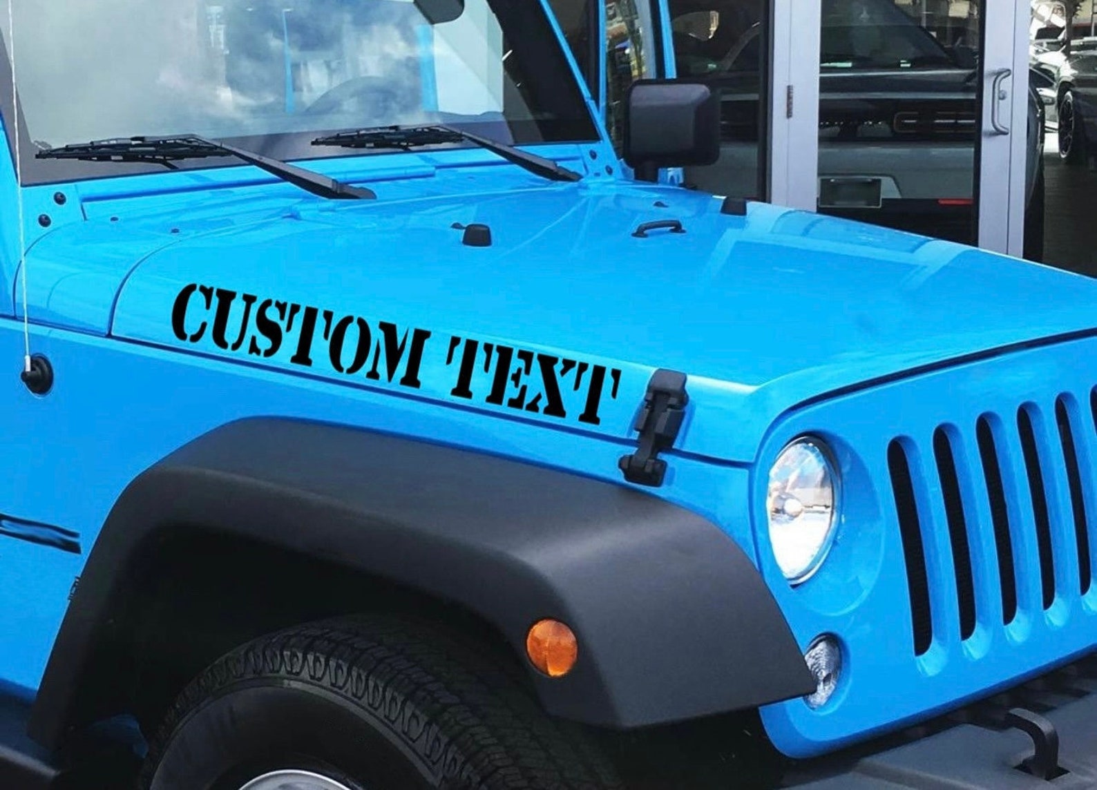 Custom Text Jeep Wrangler Hood Decal Jeep Hood Decal Etsy