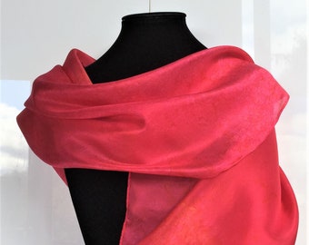 Hand painted silk square scarf - hot pink