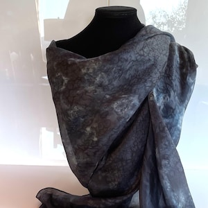 Handpainted pure silk square scarf - moonlight