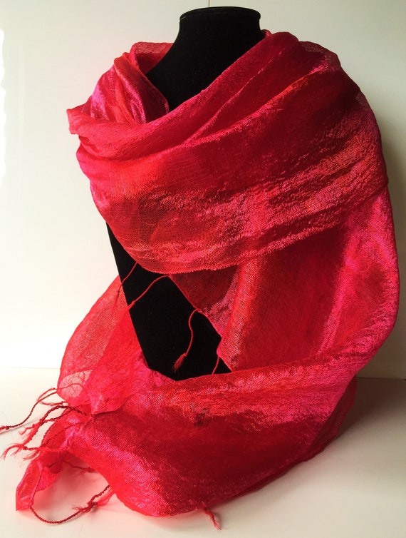Hand Painted Raw Silk Scarf