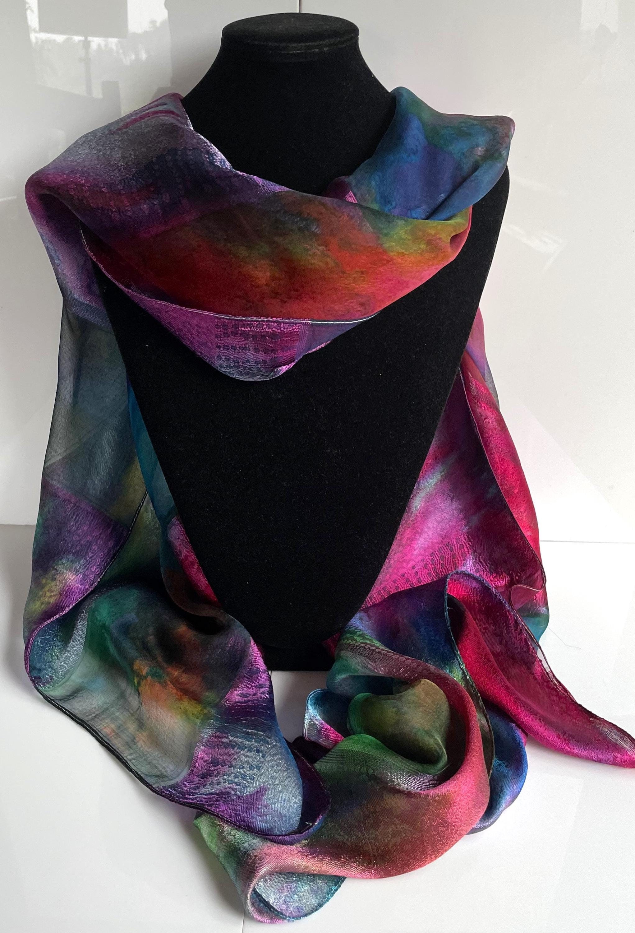 Sciarpa jacquard di seta dipinta a mano Arlecchino Italia